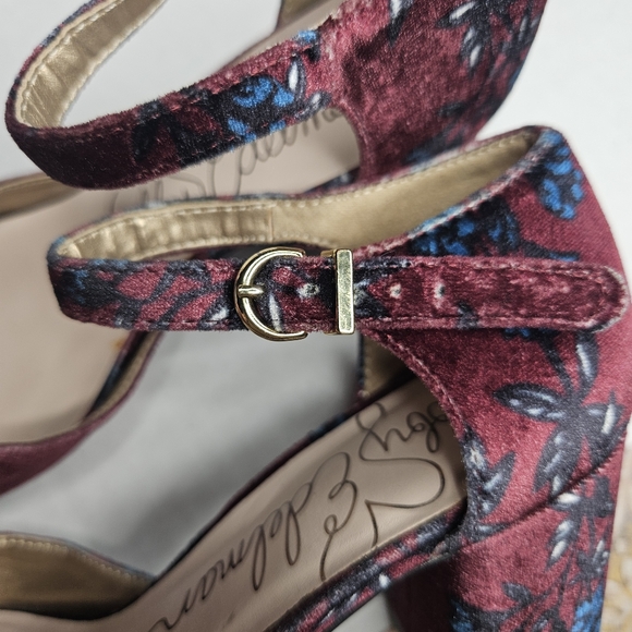 LIBBY EDELMAN floral print velour closed toe ankle strap pump womens shoes 6.5 - Picture 9 of 10